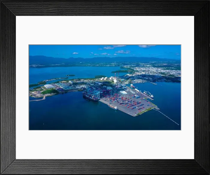 Framed Print : Aerial View to the Pointe-à-Pitre city center in Guadeloupe island, overseas region and department of France