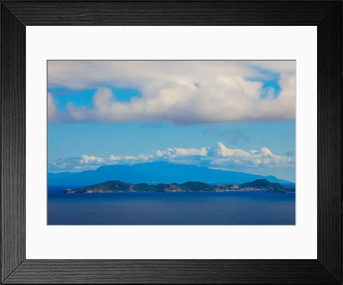 Framed Print : Panoramic View to the Guadeloupe Island under the Blue Clouds, Caribbean islands Framed Print : Panoramic View to the Guadeloupe Island under the Blue Clouds, Caribbean islands