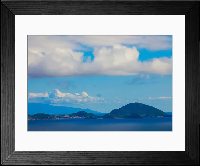 Framed Print : Panoramic View to the Guadeloupe Island under the Blue Clouds, Caribbean islands Framed Print : Panoramic View to the Guadeloupe Island under the Blue Clouds, Caribbean islands