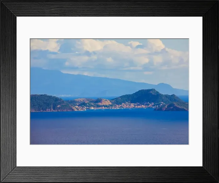 Framed Print : Panoramic View to the Guadeloupe Island under the Blue Clouds, Caribbean islands Framed Print : Panoramic View to the Guadeloupe Island under the Blue Clouds, Caribbean islands