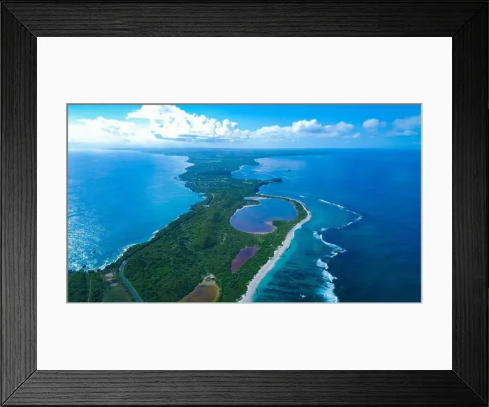 Framed Print : Aerial View to the Green Coast of the Pointe des Chateaux beach under the blue cloudy sky, Guadeloupe island Framed Print : Aerial View to the Green Coast of the Pointe des Chateaux beach under the blue cloudy sky, Guadeloupe island