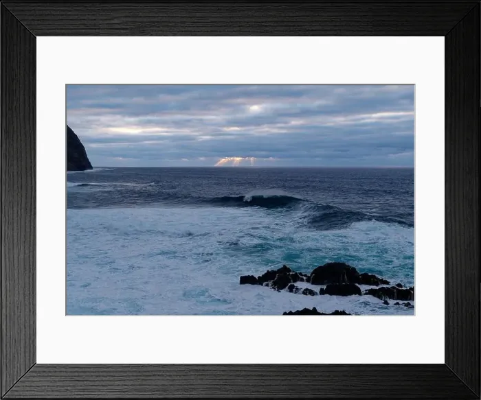 Framed Print : Sun rays break through the clouds over the atlantic Framed Print : Sun rays break through the clouds over the atlantic