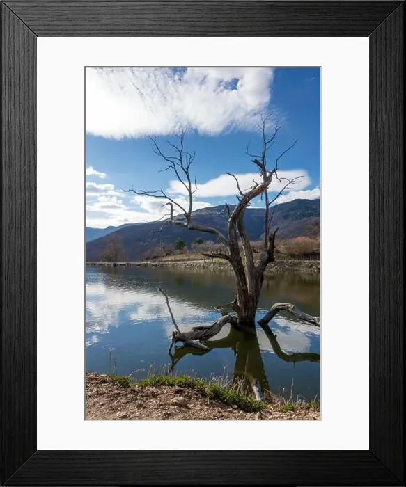Framed Print : Amazing scenery by the artificial lake in Panagitsa village, Pella, Greece Framed Print : Amazing scenery by the artificial lake in Panagitsa village, Pella, Greece