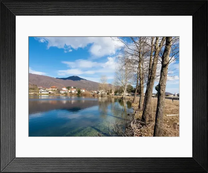 Framed Print : The beautiful Panagitsa village by the lake, in Pella, Greece Framed Print : The beautiful Panagitsa village by the lake, in Pella, Greece