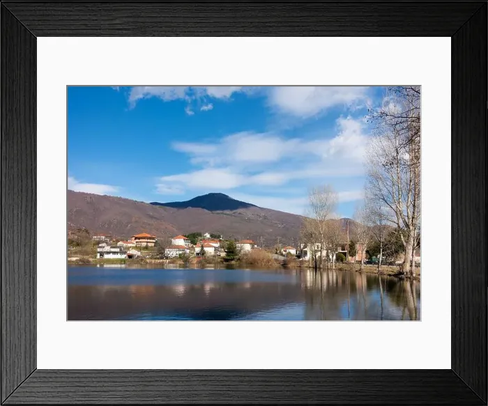 Framed Print : The beautiful Panagitsa village by the lake, in Pella, Greece Framed Print : The beautiful Panagitsa village by the lake, in Pella, Greece