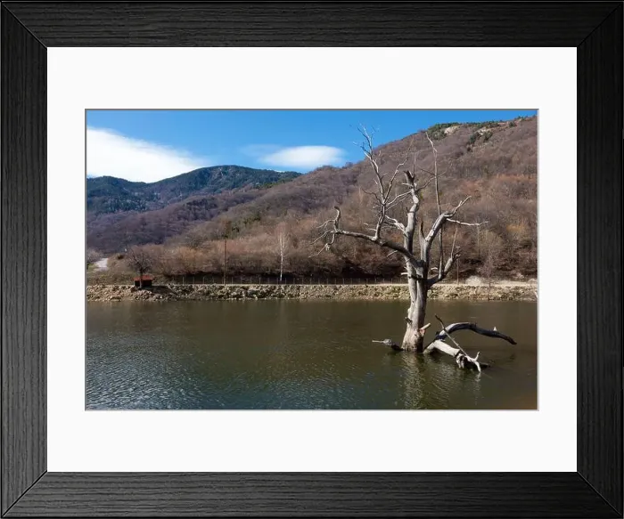 Framed Print : Amazing scenery by the artificial lake in Panagitsa village, Pella, Greece Framed Print : Amazing scenery by the artificial lake in Panagitsa village, Pella, Greece