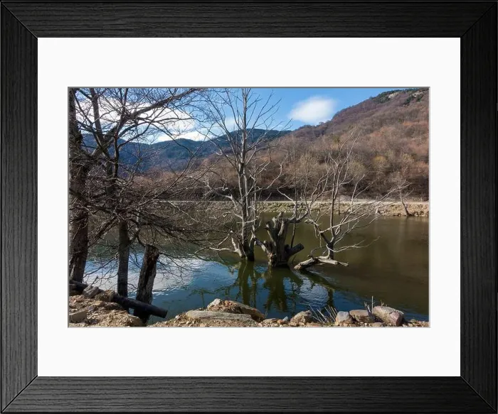 Framed Print : Amazing scenery by the artificial lake in Panagitsa village, Pella, Greece Framed Print : Amazing scenery by the artificial lake in Panagitsa village, Pella, Greece