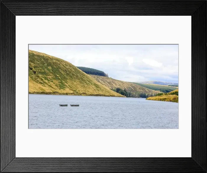 Framed Print : Two small rowing boats moored out on a Scottish Loch Framed Print : Two small rowing boats moored out on a Scottish Loch