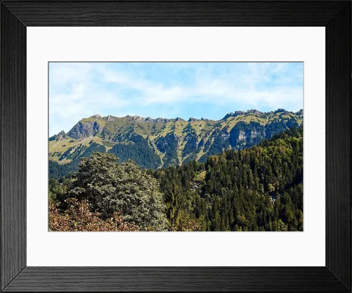 Framed Print : mountain scenic, green, trees, steep slope Framed Print : mountain scenic, green, trees, steep slope