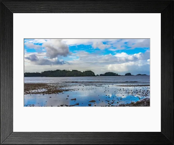 Framed Print : View of Crescent Bay in Sitka, Alaska, with reflection of clouds on water Framed Print : View of Crescent Bay in Sitka, Alaska, with reflection of clouds on water