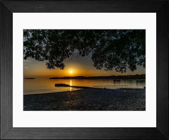Framed Print : The setting sun behind the mountains, panorama of the Mediterranean coast near Rovinj Croatia Framed Print : The setting sun behind the mountains, panorama of the Mediterranean coast near Rovinj Croatia