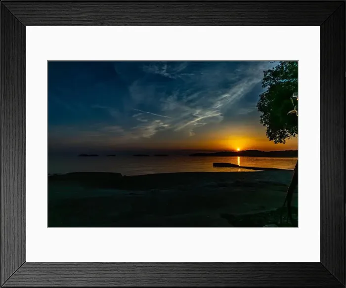 Framed Print : The setting sun behind the mountains, panorama of the Mediterranean coast near Rovinj Croatia Framed Print : The setting sun behind the mountains, panorama of the Mediterranean coast near Rovinj Croatia