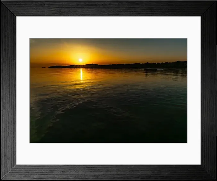 Framed Print : The setting sun behind the mountains, panorama of the Mediterranean coast near Rovinj Croatia Framed Print : The setting sun behind the mountains, panorama of the Mediterranean coast near Rovinj Croatia