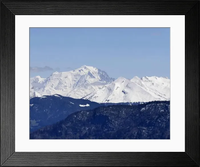 Framed Print : Mont blanc massif and summit seen from Mont Baron observatory in Haute Savoie Framed Print : Mont blanc massif and summit seen from Mont Baron observatory in Haute Savoie