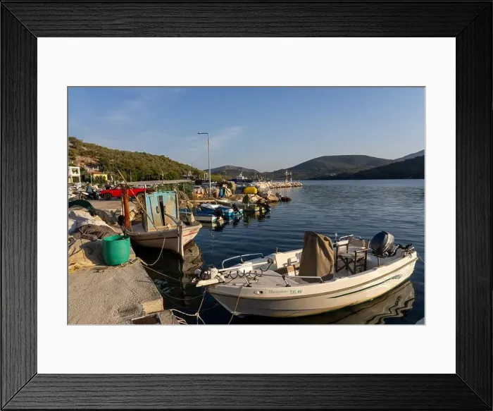 Framed Print : Traditional Fishing boats in Lesbos, Greece. Lesbos or Lesvos is a Greek island located in the northeastern Aegean Sea Framed Print : Traditional Fishing boats in Lesbos, Greece. Lesbos or Lesvos is a Greek island located in the northeastern Aegean Sea