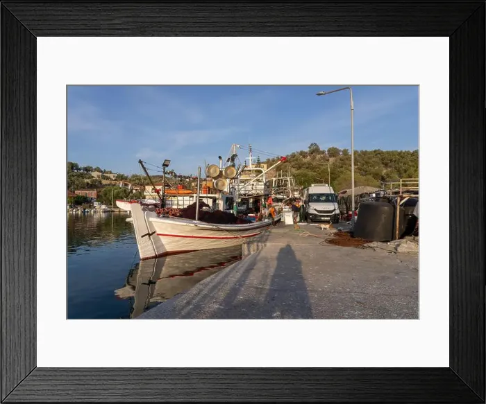 Framed Print : Traditional Fishing boats in Lesbos, Greece. Lesbos or Lesvos is a Greek island located in the northeastern Aegean Sea Framed Print : Traditional Fishing boats in Lesbos, Greece. Lesbos or Lesvos is a Greek island located in the northeastern Aegean Sea