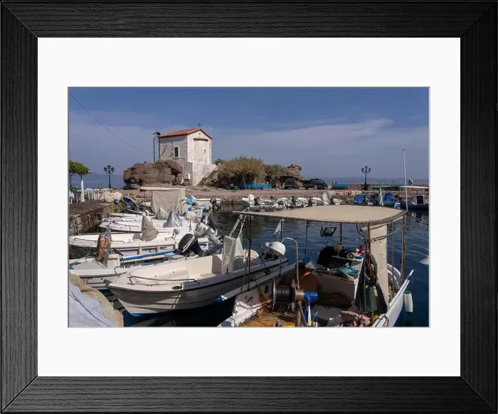 Framed Print : Traditional Fishing boats in Lesbos, Greece. Lesbos or Lesvos is a Greek island located in the northeastern Aegean Sea Framed Print : Traditional Fishing boats in Lesbos, Greece. Lesbos or Lesvos is a Greek island located in the northeastern Aegean Sea