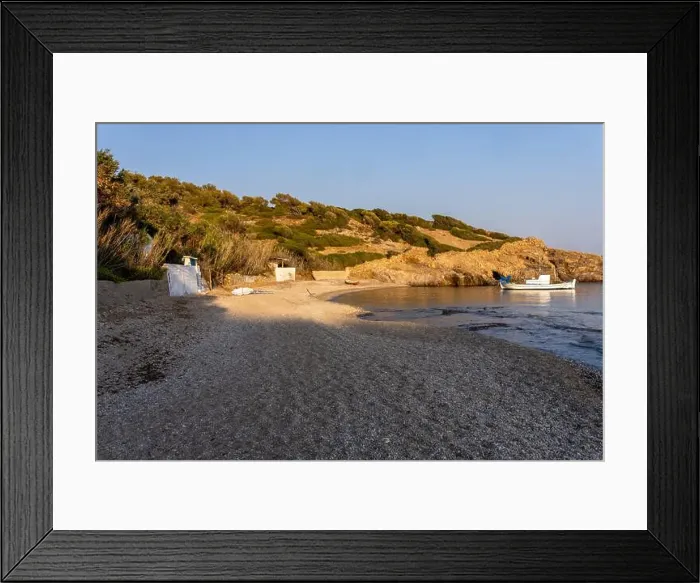 Framed Print : small pleasure boat on the shore of Lesbos or Lesvos a Greek island located in the northeastern Aegean Sea Framed Print : small pleasure boat on the shore of Lesbos or Lesvos a Greek island located in the northeastern Aegean Sea