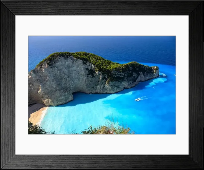Framed Print : Mediterranean Sea in Zakinthos with blue sky Framed Print : Mediterranean Sea in Zakinthos with blue sky