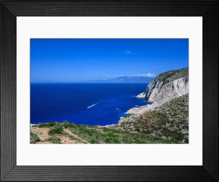 Framed Print : Mediterranean Sea in Zakinthos with blue sky Framed Print : Mediterranean Sea in Zakinthos with blue sky