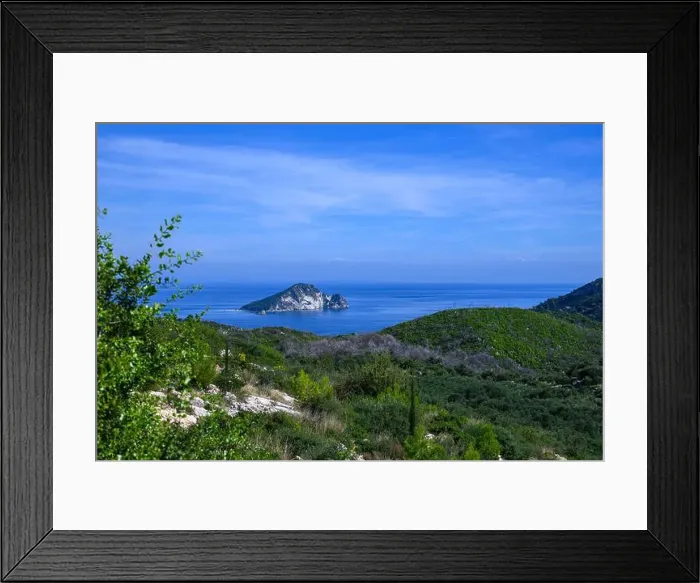 Framed Print : Mediterranean Sea in Zakinthos with blue sky Framed Print : Mediterranean Sea in Zakinthos with blue sky
