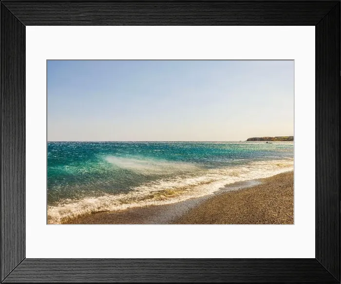 Framed Print : Waves of Mediterranean Sea being pushed away from the shore by strong winds coming down from mountains under clear sky Framed Print : Waves of Mediterranean Sea being pushed away from the shore by strong winds coming down from mountains under clear sky