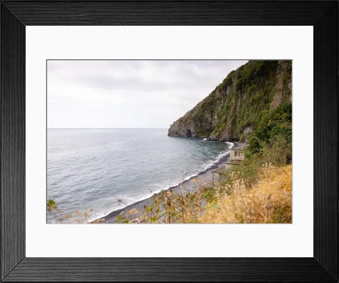 Framed Print : View over Praia dos Anjos beach. Located between Ponta do Sol and Madalena do Mar. Madeira island, Portugal