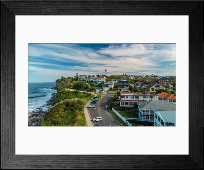 Framed Print : Sydney suburbs with scenic ocean view, Dee Why, Northern beaches, NSW, Australia Framed Print : Sydney suburbs with scenic ocean view, Dee Why, Northern beaches, NSW, Australia