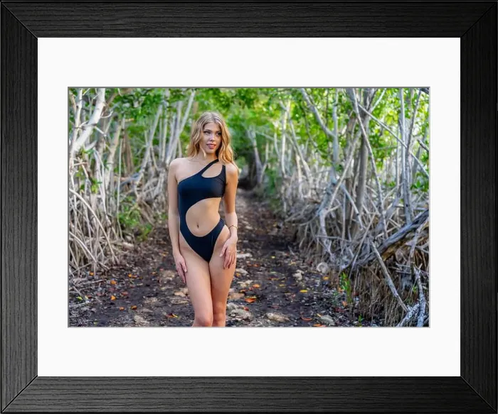 Framed Print : Mexican Mangrove Marvel: Stunning Model's Vacation Pose in Central Mexico's Natural Beauty Framed Print : Mexican Mangrove Marvel: Stunning Model's Vacation Pose in Central Mexico's Natural Beauty