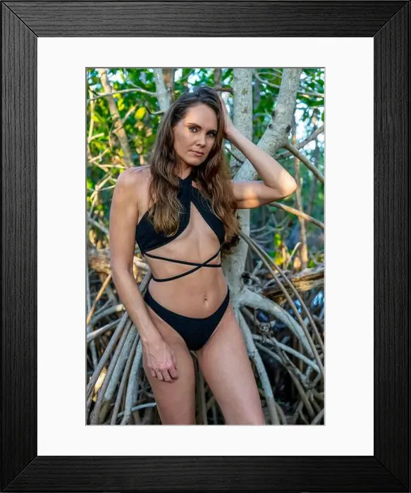 Framed Print : Mexican Mangrove Marvel: Stunning Model's Vacation Pose in Central Mexico's Natural Beauty Framed Print : Mexican Mangrove Marvel: Stunning Model's Vacation Pose in Central Mexico's Natural Beauty