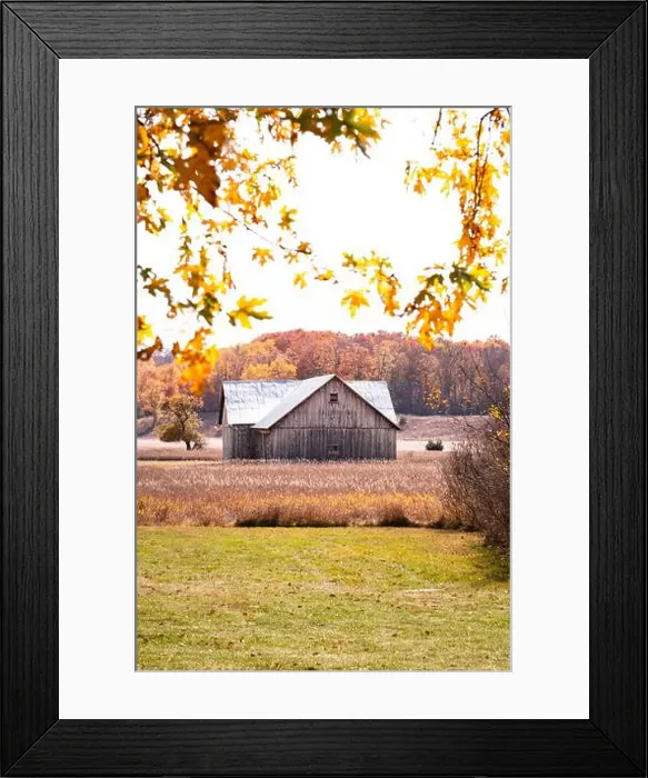Framed Print : Weathered Wood Barn in Autumn Framed Print : Weathered Wood Barn in Autumn