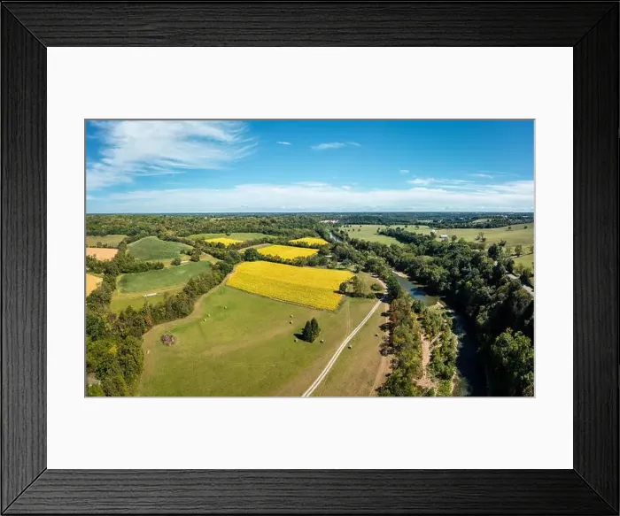 Framed Print : Panoramic aerial view of tobacco fields and Elkhorn Creek in Central Kentucky Framed Print : Panoramic aerial view of tobacco fields and Elkhorn Creek in Central Kentucky