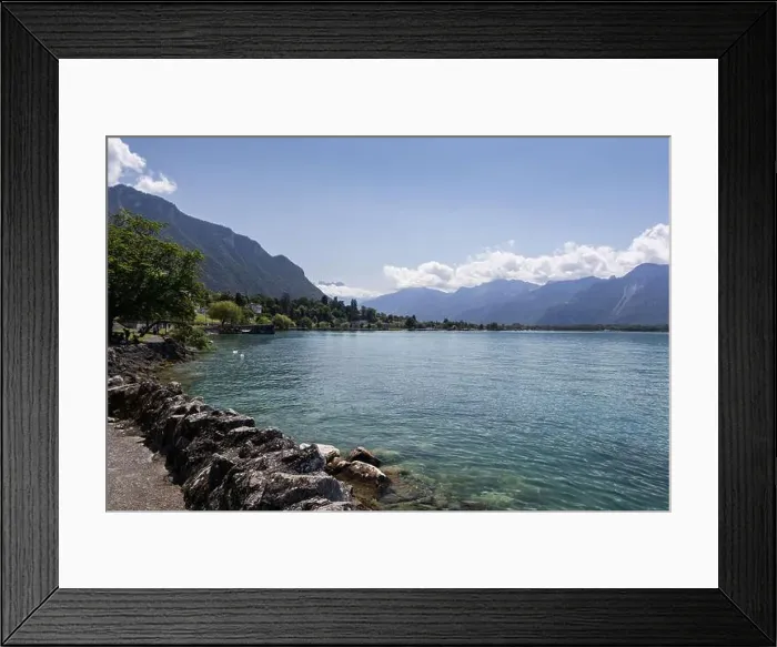 Framed Print : Scenic summer view of Lake Geneva (Lac Leman) near Montreux Framed Print : Scenic summer view of Lake Geneva (Lac Leman) near Montreux