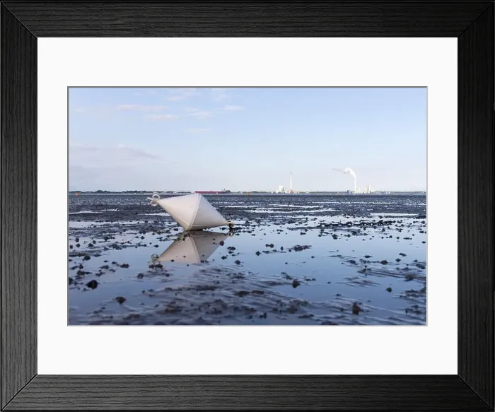 Framed Print : A buoy stranded on the mudflats of the Wadden Sea near Tossens Framed Print : A buoy stranded on the mudflats of the Wadden Sea near Tossens