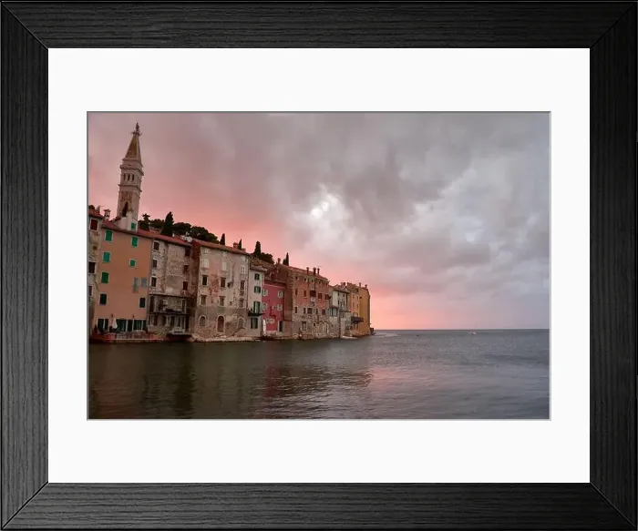Framed Print : Seaside houses of Rovinj, Istria Framed Print : Seaside houses of Rovinj, Istria