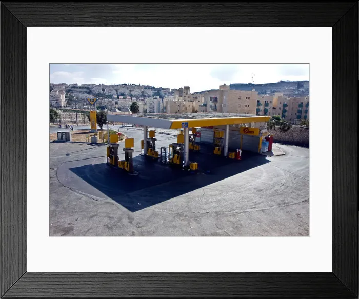 Framed Print : Empty Gas station view in Jerus alem, Is rael Framed Print : Empty Gas station view in Jerus alem, Is rael
