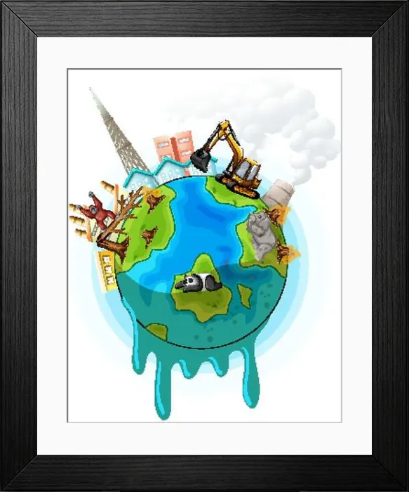 Framed Print : Poster des ign with global warming problem illus tration Framed Print : Poster des ign with global warming problem illus tration