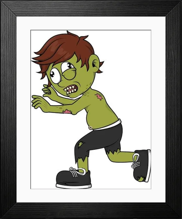 Framed Print : zombie boy run Framed Print : zombie boy run