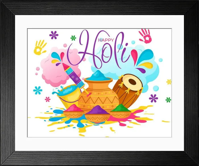 Framed Print : Happy Holi Festival Vector Illustration with Colorful Pot Framed Print : Happy Holi Festival Vector Illustration with Colorful Pot