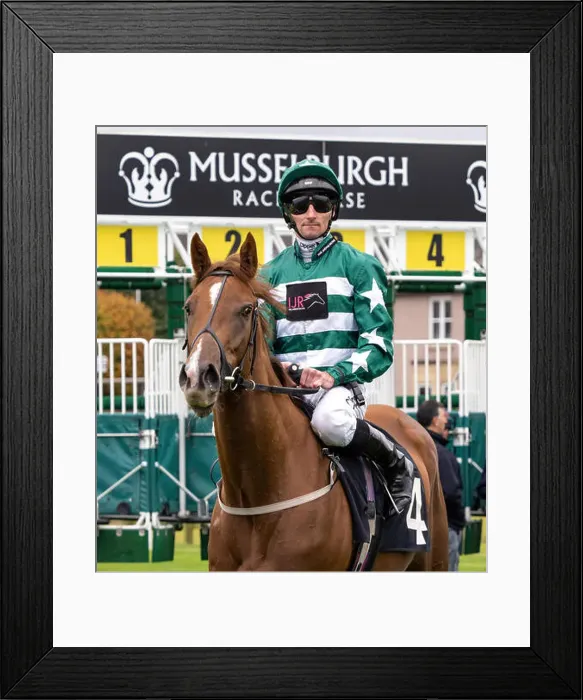 Framed Print : Jockey Daniel Tudhope on Lara Silvia Framed Print : Jockey Daniel Tudhope on Lara Silvia