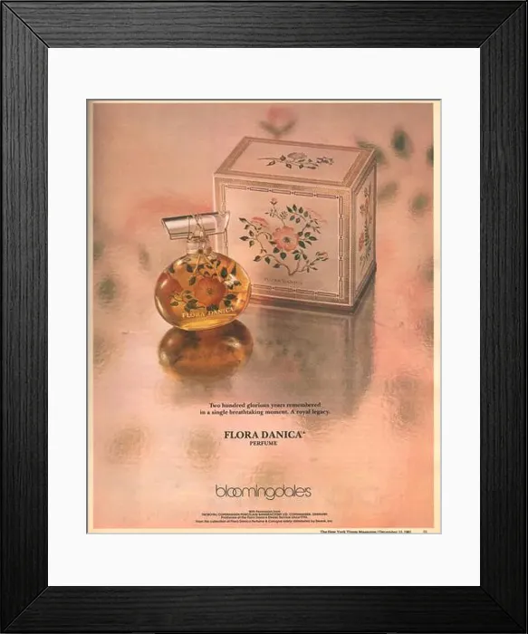 Framed Print : Flora Danica Perfume Blooomingdales magazine advertisement 1981, paper advert The New York Times magazine Framed Print : Flora Danica Perfume Blooomingdales magazine advertisement 1981, paper advert The New York Times magazine