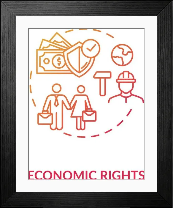 Framed Print : Economic rights concept icon. Socio economic principles idea thin line illustration Framed Print : Economic rights concept icon. Socio economic principles idea thin line illustration