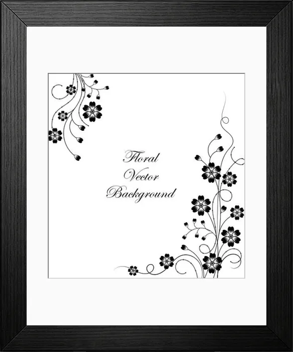 Framed Print : Simple floral background in black and white Framed Print : Simple floral background in black and white