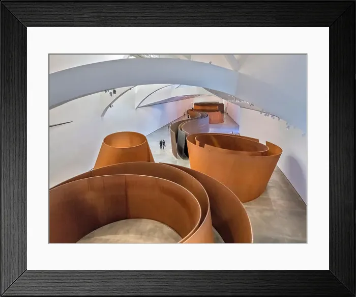 Framed Print : Guggenheim Bilbao. Matter of Time sculpture by Richard Serra, Guggenheim Museum, Bilbao, Basque Country, Spain Framed Print : Guggenheim Bilbao. Matter of Time sculpture by Richard Serra, Guggenheim Museum, Bilbao, Basque Country, Spain