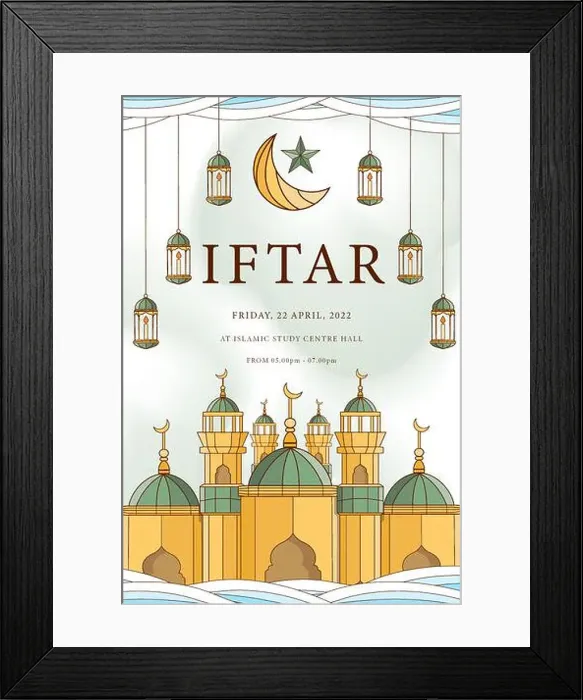 Framed Print : Ramadan iftar banner poster template hand drawn Framed Print : Ramadan iftar banner poster template hand drawn