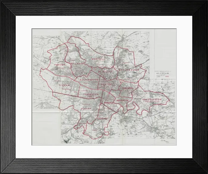 Framed Print : Glasgow Parliamentary Borough. Scotland. BOUNDARY COMMISSION. Whitlock 1917 map Framed Print : Glasgow Parliamentary Borough. Scotland. BOUNDARY COMMISSION. Whitlock 1917 map