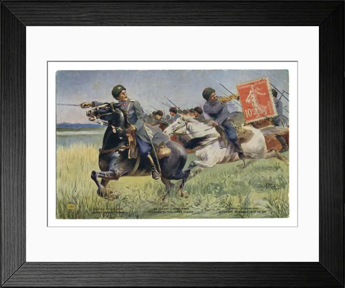 Framed Print : French historical postcard: Don Cossacks in the attack Framed Print : French historical postcard: Don Cossacks in the attack