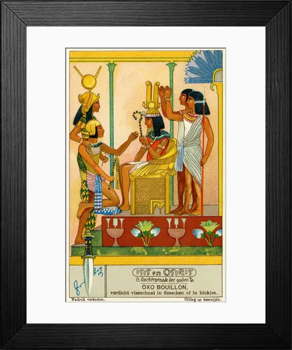 Framed Print : Court of the gods - conflict between Horus and Set. Isis and Osiris. Liebig collectors card 1933 Framed Print : Court of the gods - conflict between Horus and Set. Isis and Osiris. Liebig collectors card 1933