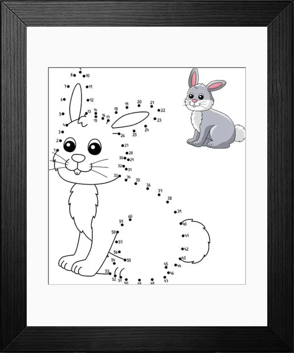 Framed Print : Dot to Dot Rabbit Coloring Page for Kids Framed Print : Dot to Dot Rabbit Coloring Page for Kids