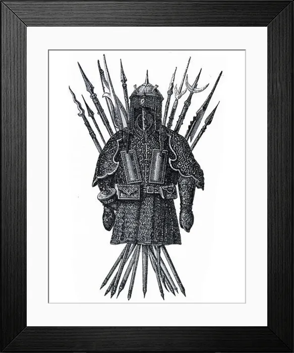 Framed Print : Engraving of a 14th Century Mongol armour. Dated 14th Century Framed Print : Engraving of a 14th Century Mongol armour. Dated 14th Century